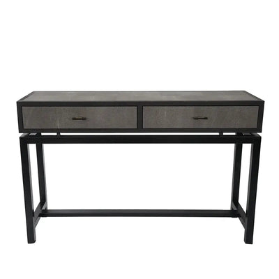 Eccotrading Design London Living Bertie Console 2 Drawer Grey Shagreen Leather House of Isabella UK