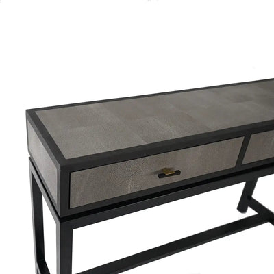 Eccotrading Design London Living Bertie Console 2 Drawer Grey Shagreen Leather House of Isabella UK
