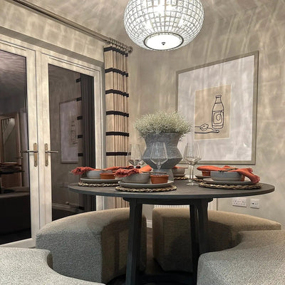 Eccotrading Design London Living HUDSON ROUND DINING TABLE BRUSHED BROWN OAK 120CM House of Isabella UK