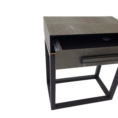 Eccotrading Design London Living Linea D'Oro Side Table 1 Drawer Shagreen Leather House of Isabella UK
