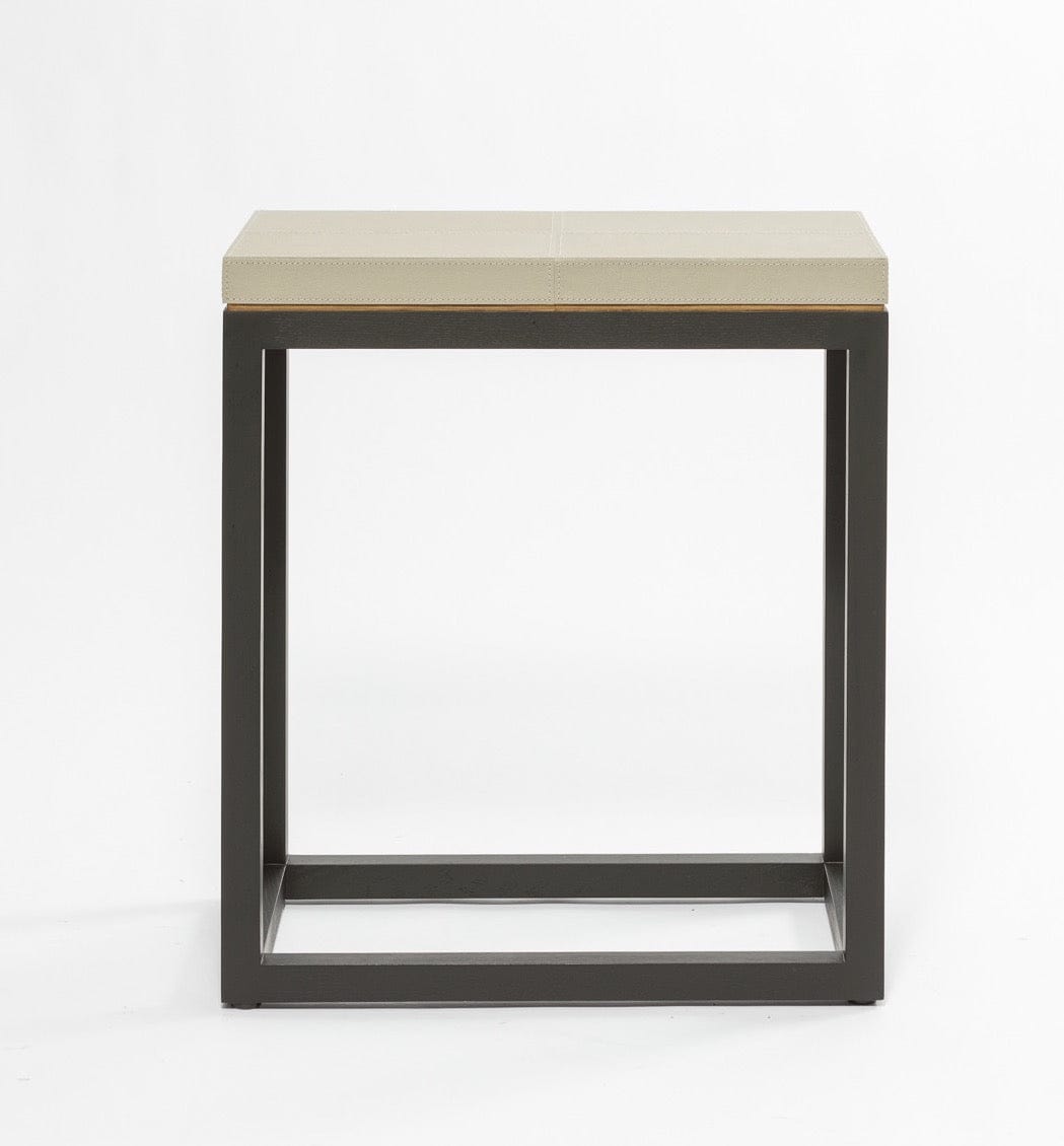 Eccotrading Design London Living Linea D'Oro Side Table French Grey Leather House of Isabella UK