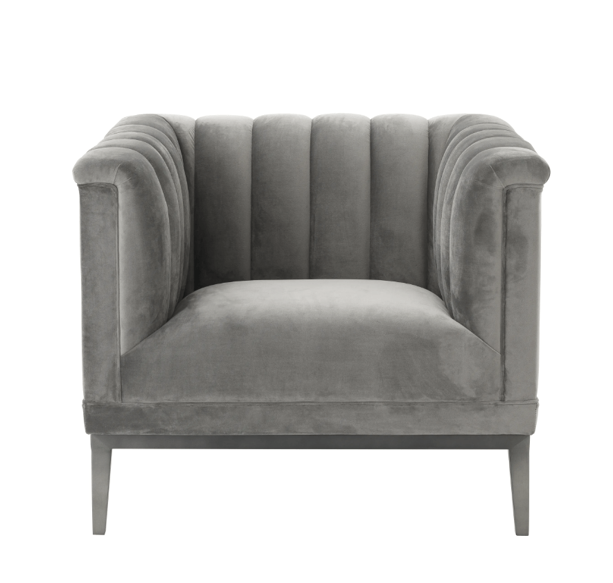 Eichholtz Living Chair Raffles - Roche Porpoise Grey Velvet House of Isabella UK