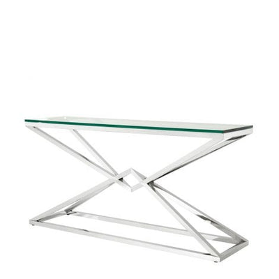 Eichholtz Living Console Table Connor L Polished stainless steel House of Isabella UK