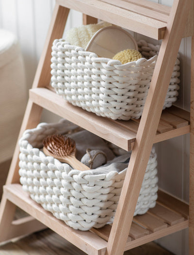 Garden Trading Accessories Set of 2 Chesil Rectangular Baskets - Warm White House of Isabella UK