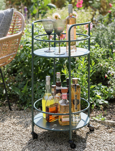 Garden Trading Outdoors Round Drinks Trolley - Forest Green House of Isabella UK