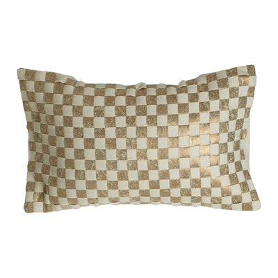 Hamilton Interiors Accessories Fifty Five South Cream/Gold Check Cushion | OUTLET House of Isabella UK