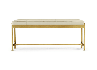 Jonathan Charles Living Jonathan Charles Bench Contemporary in White Leather - Gilded House of Isabella UK