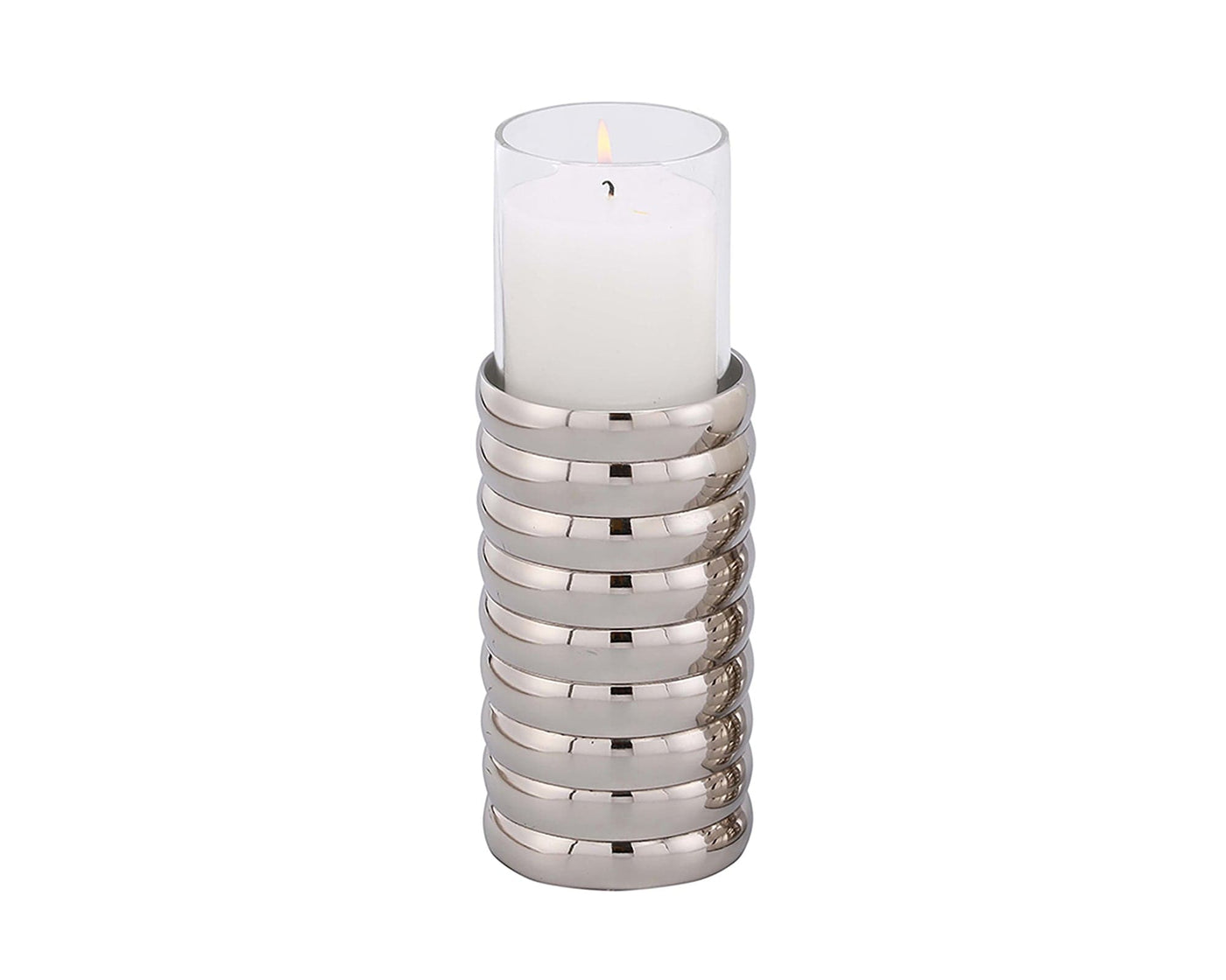 Liang & Eimil Accessories Pillar Holder Ribbed Nickel Plated Large House of Isabella UK