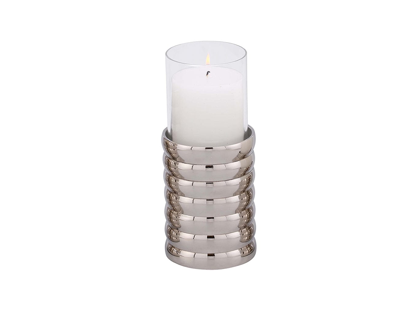Liang & Eimil Accessories Pillar Holder Ribbed Nickel Plated Medium House of Isabella UK
