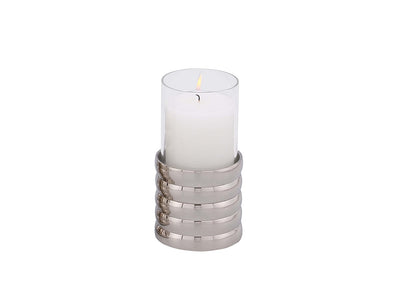 Liang & Eimil Accessories Pillar Holder Ribbed Nickel Plated Small House of Isabella UK