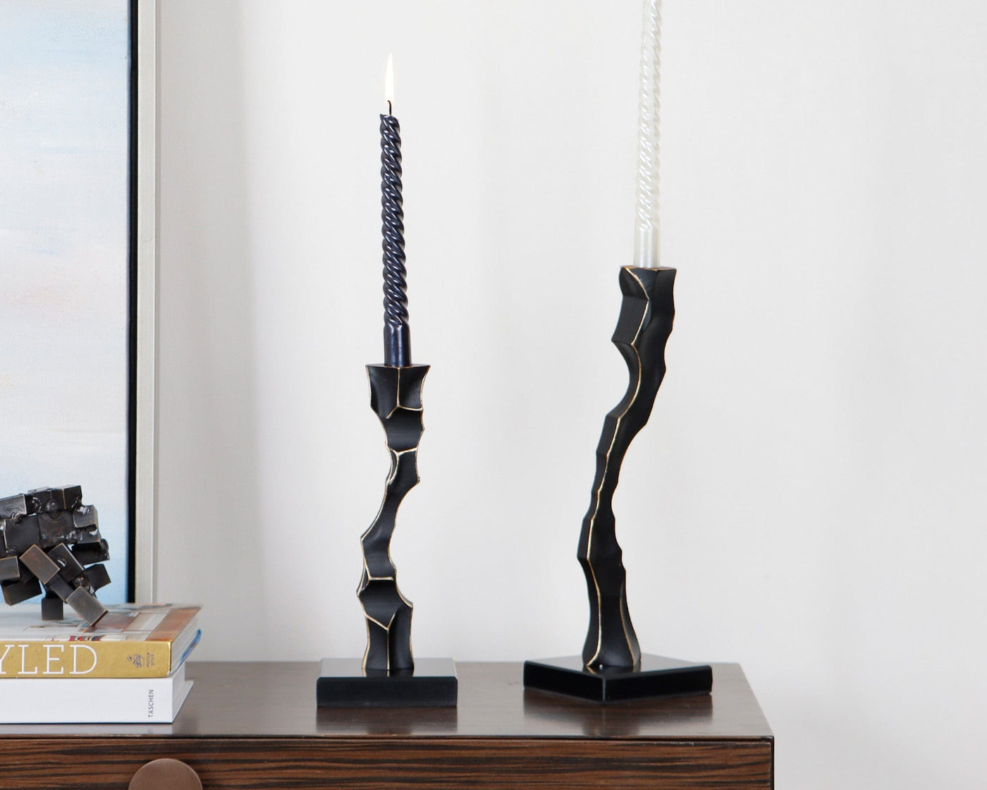 Liang & Eimil Accessories Storm Candlestick - Black Marble & Resin - Small House of Isabella UK
