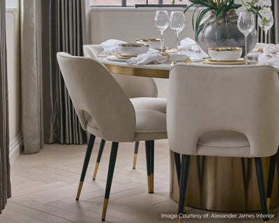 Liang & Eimil Dining Jagger Dining Chair Kaster Light Grey Velvet (Set of 2) | OUTLET House of Isabella UK