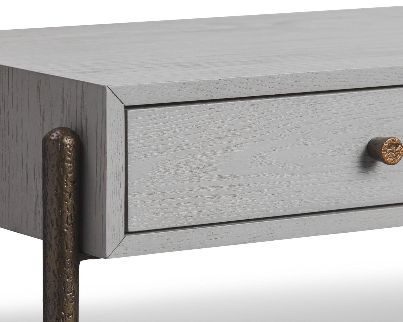Liang & Eimil Living Nella Console Table - Grey Oak & Hammered Dark Bronze House of Isabella UK