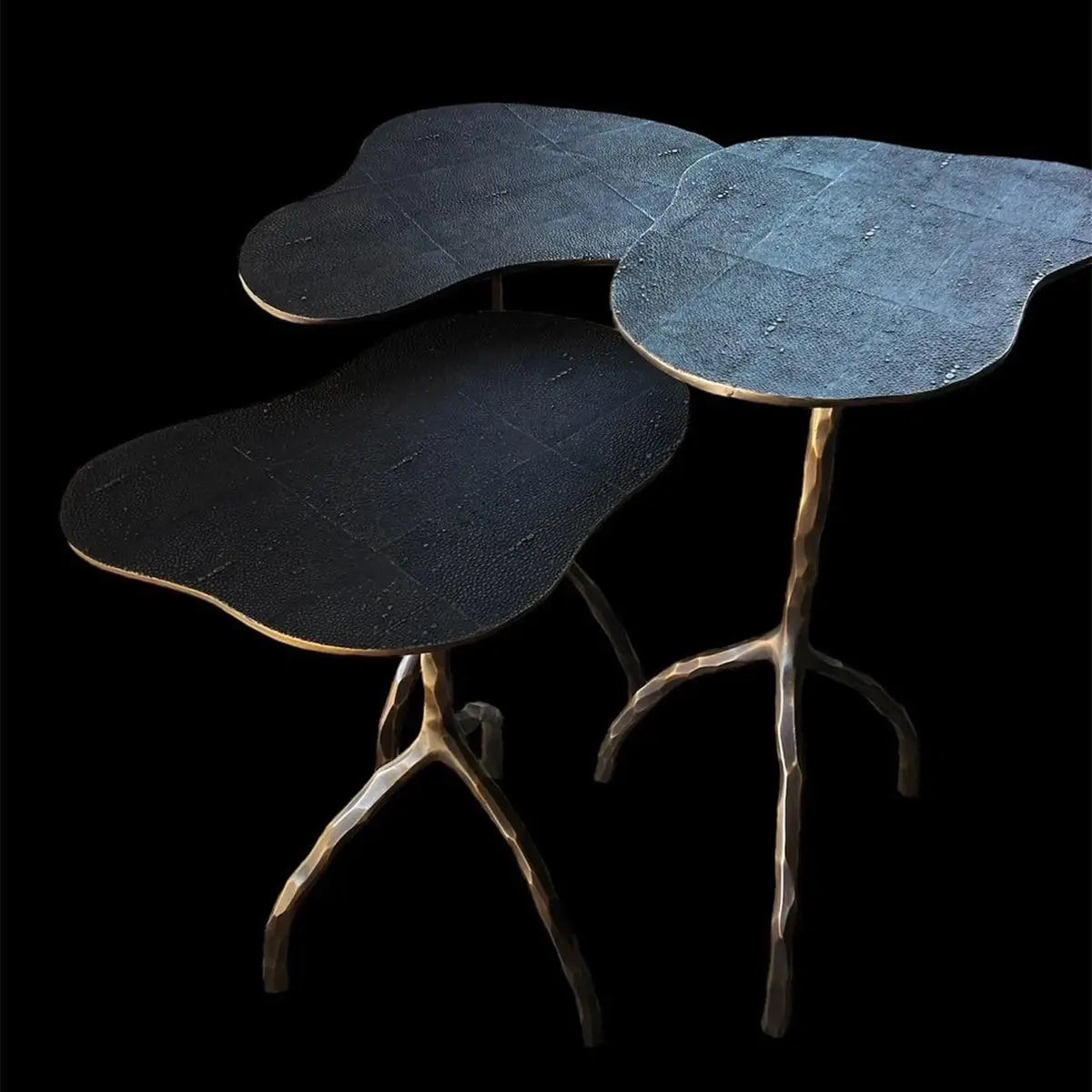 Trio Tables Bronze Shagreen Dorato - House of Isabella UK