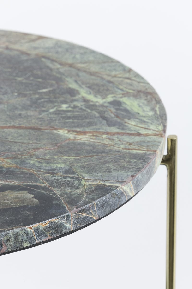 Light & Living Living Side table S/2 Ø42x45+Ø52x50 cm BESUT marble green+glass | OUTLET House of Isabella UK