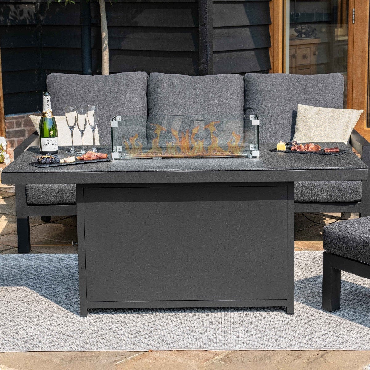 Maze Outdoors Aluminium Fire Pit Dining Table - Grey / Manhattan House of Isabella UK