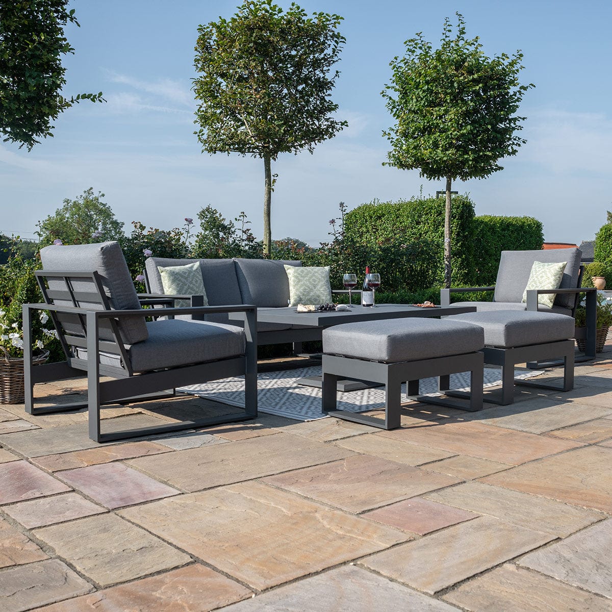 Maze Outdoors Amalfi 2 Seat Sofa Set With Rising Table / Grey House of Isabella UK