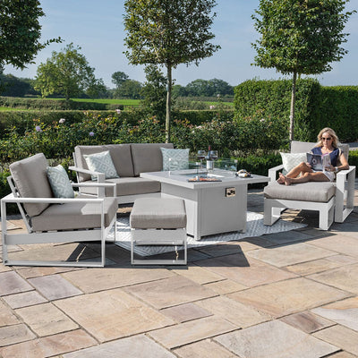 Maze Outdoors Amalfi 2 Seat Sofa Set With Square Fire Pit Table / White House of Isabella UK