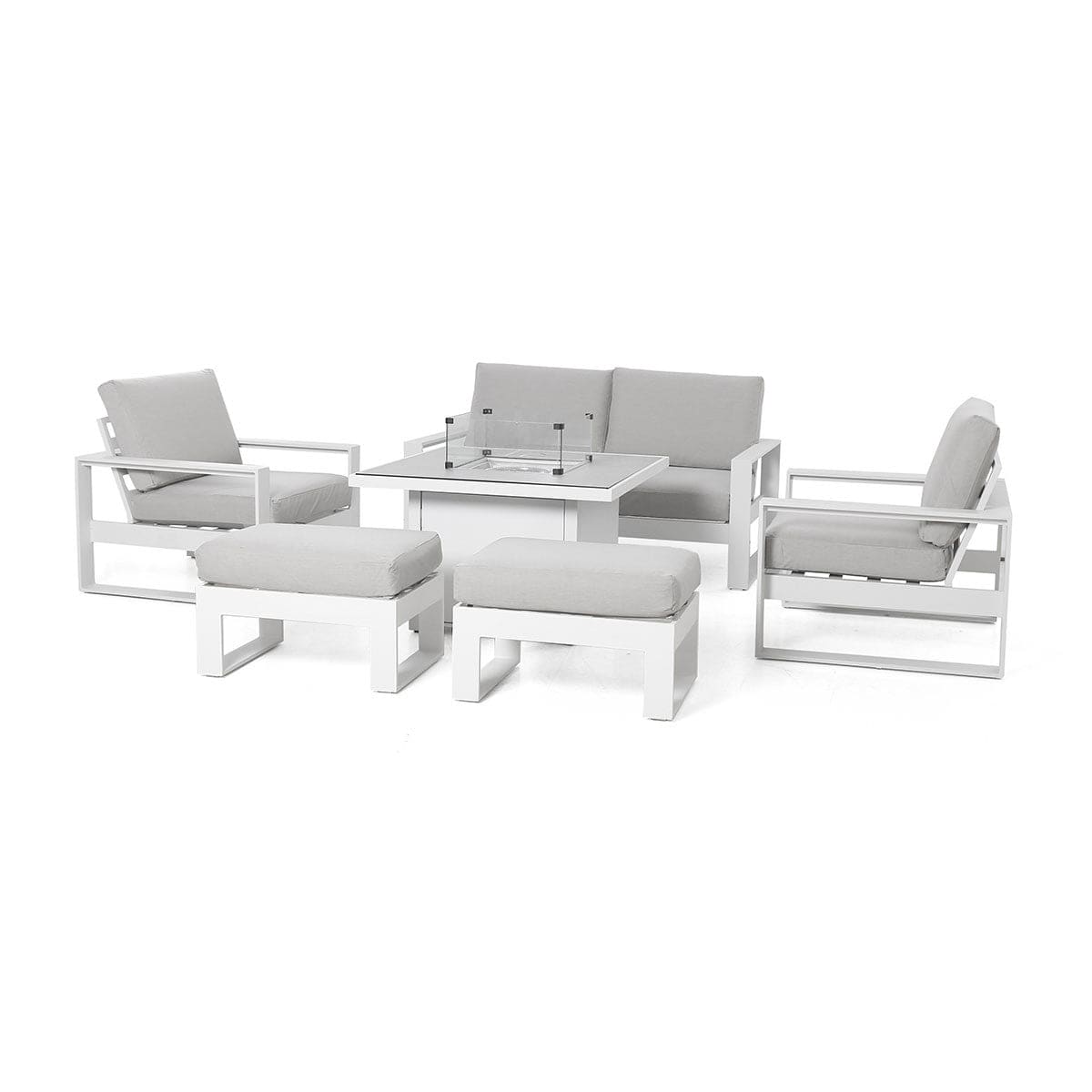 Maze Outdoors Amalfi 2 Seat Sofa Set With Square Fire Pit Table / White House of Isabella UK