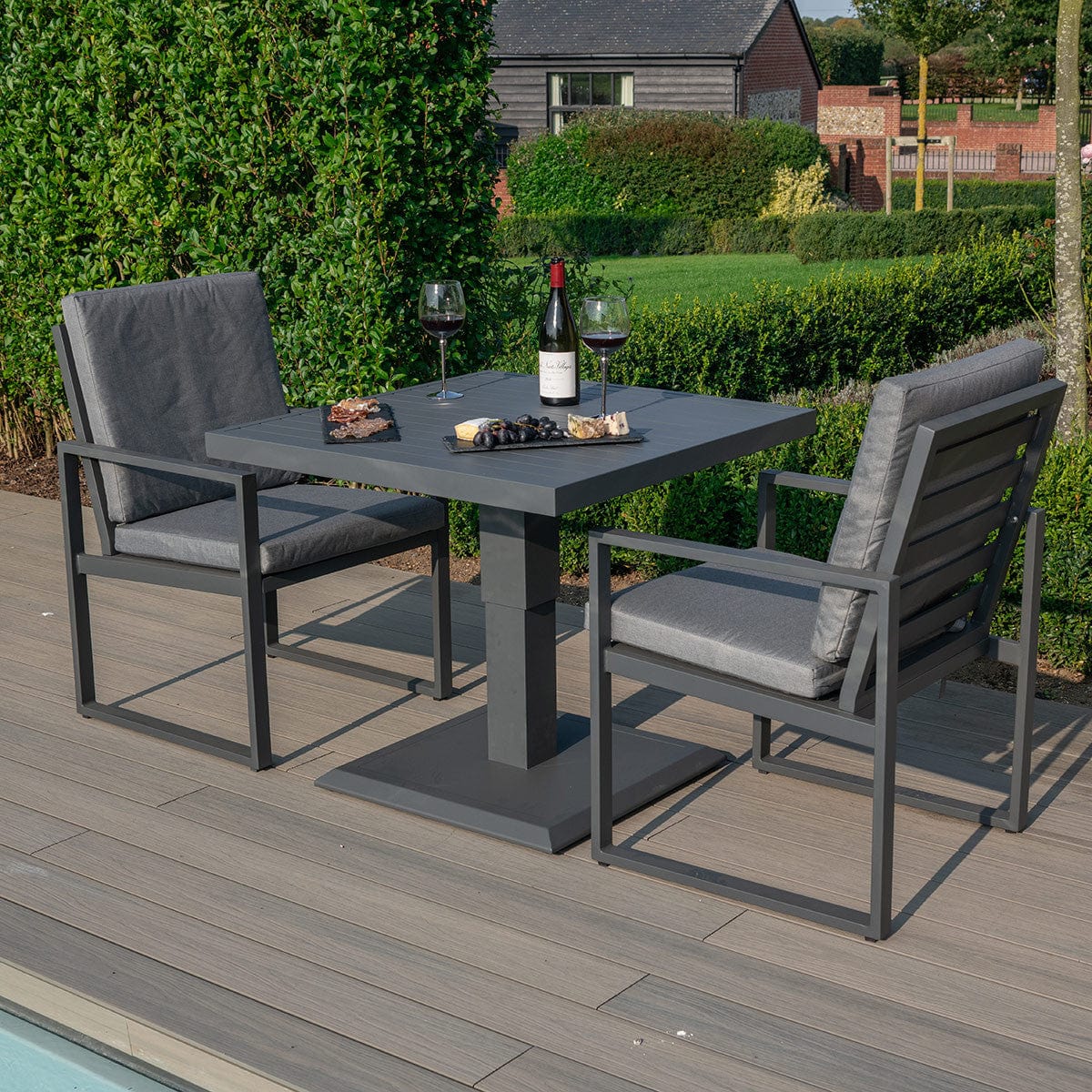Maze Outdoors Amalfi 3 Piece Bistro Set with Rising Table / Grey House of Isabella UK
