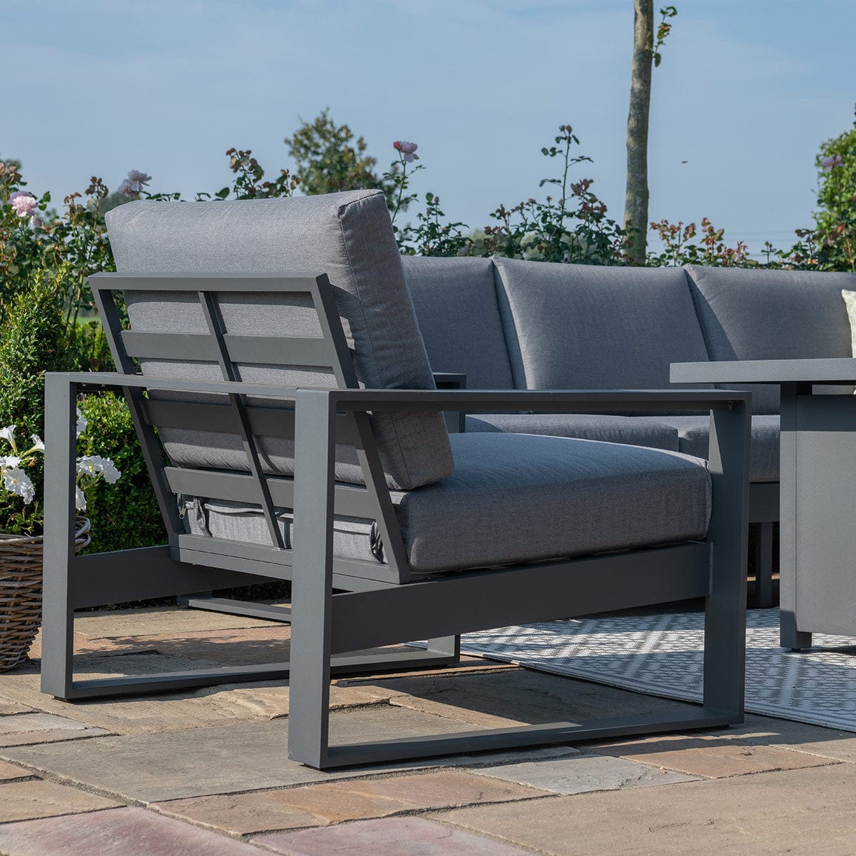 Maze Outdoors Amalfi 3 Seat Sofa Set With Rectangular Fire Pit Table / Grey House of Isabella UK