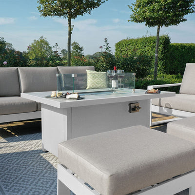 Maze Outdoors Amalfi 3 Seat Sofa Set With Rectangular Fire Pit Table / White House of Isabella UK