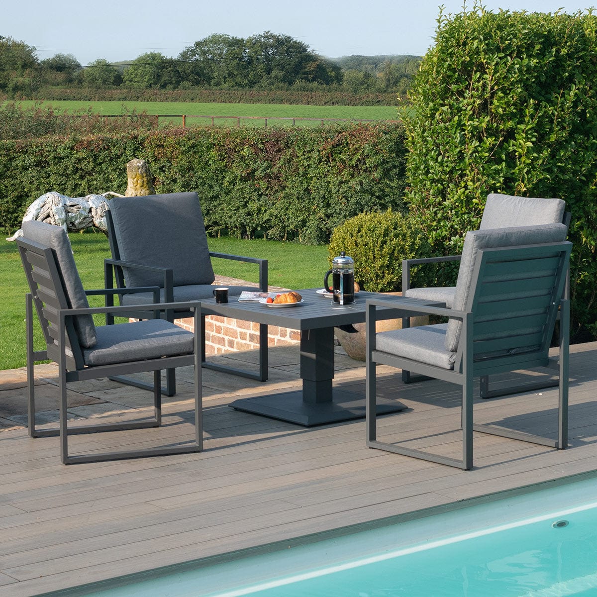 Maze Outdoors Amalfi 4 Seat Square Dining Set with Rising Table / Grey House of Isabella UK