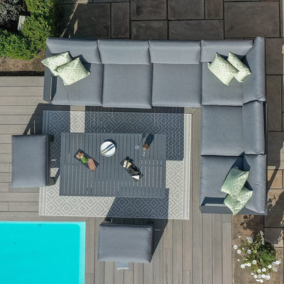 Maze Outdoors Amalfi Large Corner Dining Set with Rectangular Rising Table and Footstools / Grey House of Isabella UK