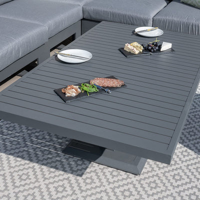 Maze Outdoors Amalfi Large Corner Dining Set with Rectangular Rising Table and Footstools / Grey House of Isabella UK