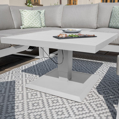 Maze Outdoors Amalfi Small Corner Dining with Square Rising Table and Footstools / White House of Isabella UK