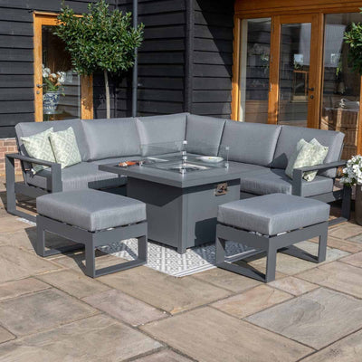 Maze Outdoors Amalfi Small Corner Group With Fire Pit Table / Grey House of Isabella UK