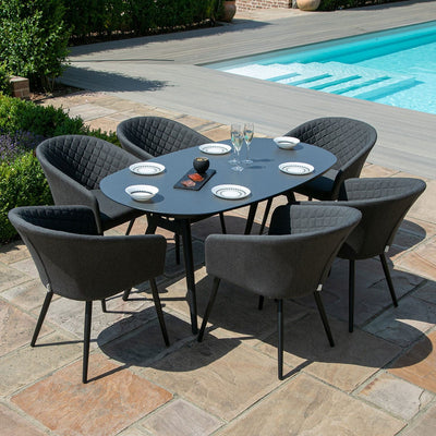 Maze Outdoors Ambition 6 Seat Oval Dining Set / Charcoal House of Isabella UK