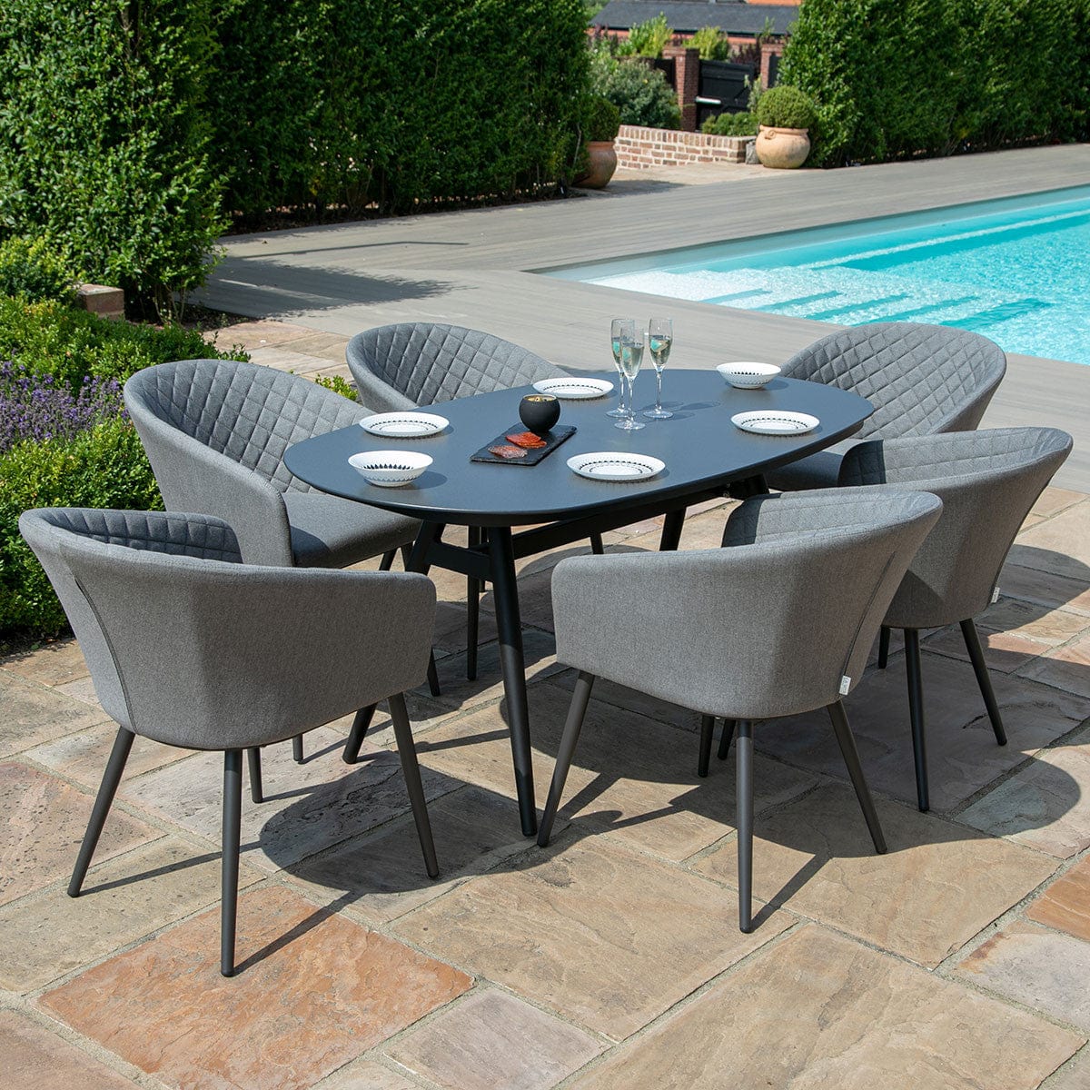 Maze Outdoors Ambition 6 Seat Oval Dining Set / Flanelle House of Isabella UK