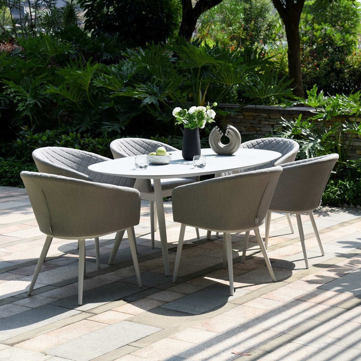Maze Outdoors Ambition 6 Seat Oval Dining Set / Lead Chine House of Isabella UK
