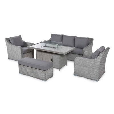 Maze Outdoors Ascot 3 Seat Sofa Dining Set with Fire Pit House of Isabella UK