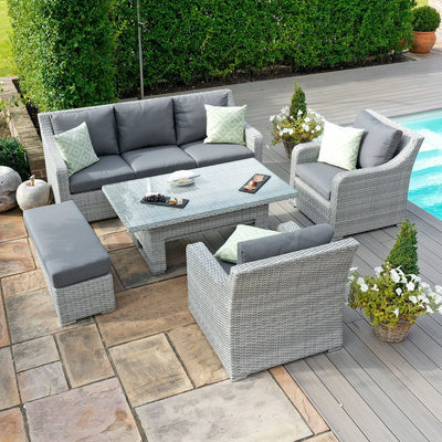 Maze Outdoors Ascot 3 Seat Sofa Dining Set with Rising Table House of Isabella UK