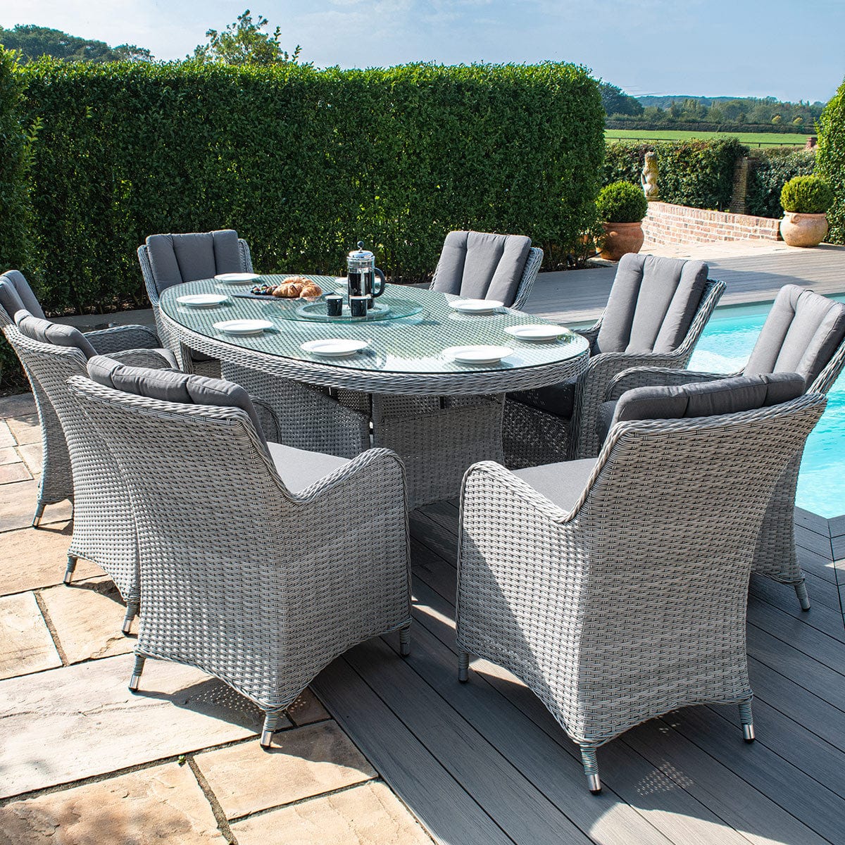 Maze Outdoors Ascot 8 Seat Oval Dining Set House of Isabella UK