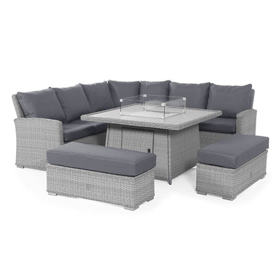 Maze Outdoors Ascot Deluxe Corner Dining Set with Fire Pit House of Isabella UK