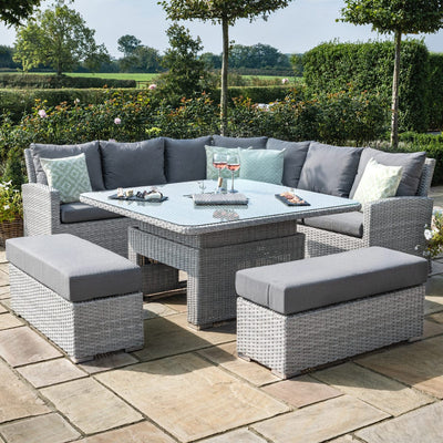 Maze Outdoors Ascot Deluxe Corner Dining Set with Rising Table & Ice Bucket House of Isabella UK
