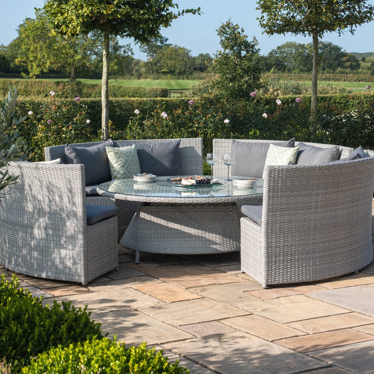 Maze Outdoors Ascot Round Sofa Dining Set with Rising Table House of Isabella UK
