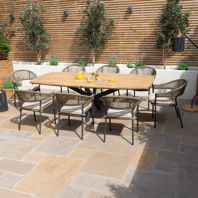Maze Outdoors Bali Rope Weave 8 Seat Oval Fixed Dining Set / Sandstone House of Isabella UK