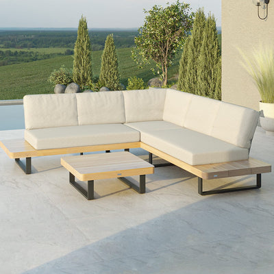 Maze Outdoors Bali Wood Platform Corner Sofa Set / Sandstone House of Isabella UK