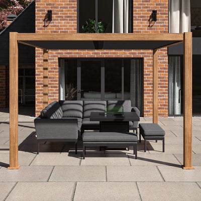 Maze Outdoors Como Pergola Aluminium Rectangular 30x40 / Wood Effect Frame House of Isabella UK