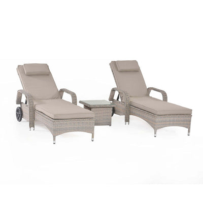 Maze Outdoors Cotswold Sunlounger Set (2x loungers + 1x Side Table) House of Isabella UK
