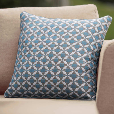 Maze Outdoors Fabric Scatter Cushion 43x43cm (Pack of 2) / Mosaic Blue House of Isabella UK