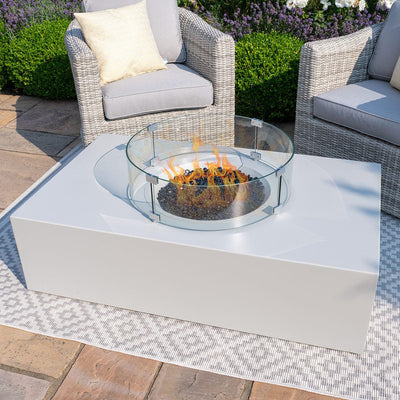 Maze Outdoors Fire Pit Coffee Table 127cm x 77cm Rectangular / Pebble White House of Isabella UK