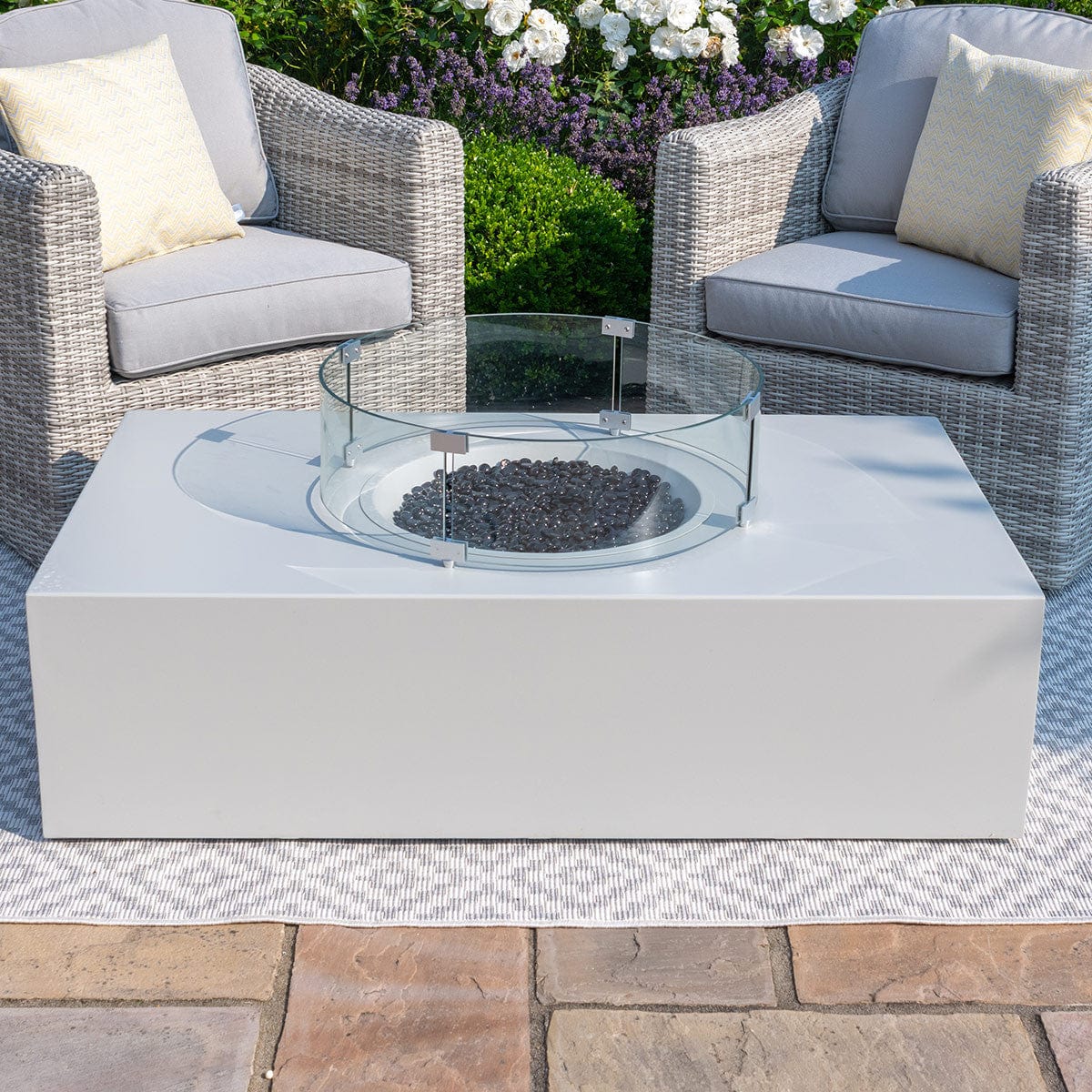 Maze Outdoors Fire Pit Coffee Table 127cm x 77cm Rectangular / Pebble White House of Isabella UK