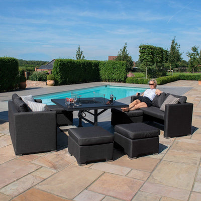 Maze Outdoors Fuzion Cube Sofa Set with Fire Pit / Charcoal House of Isabella UK