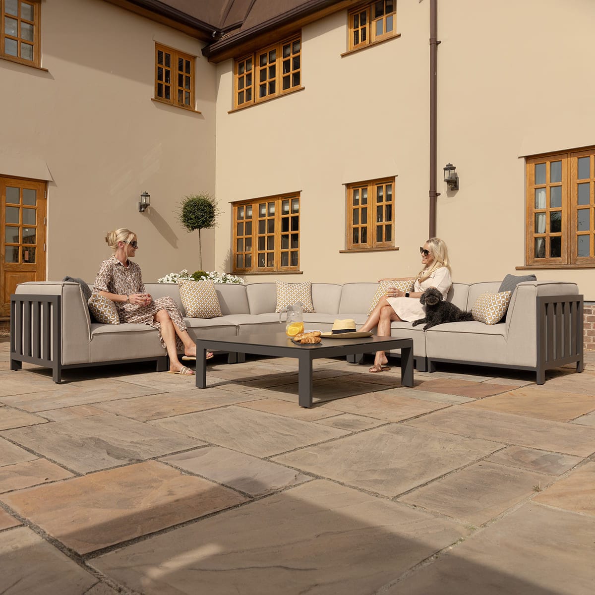 Maze Outdoors Ibiza Large Corner Sofa Set With Square Coffee Table - Oatmeal House of Isabella UK