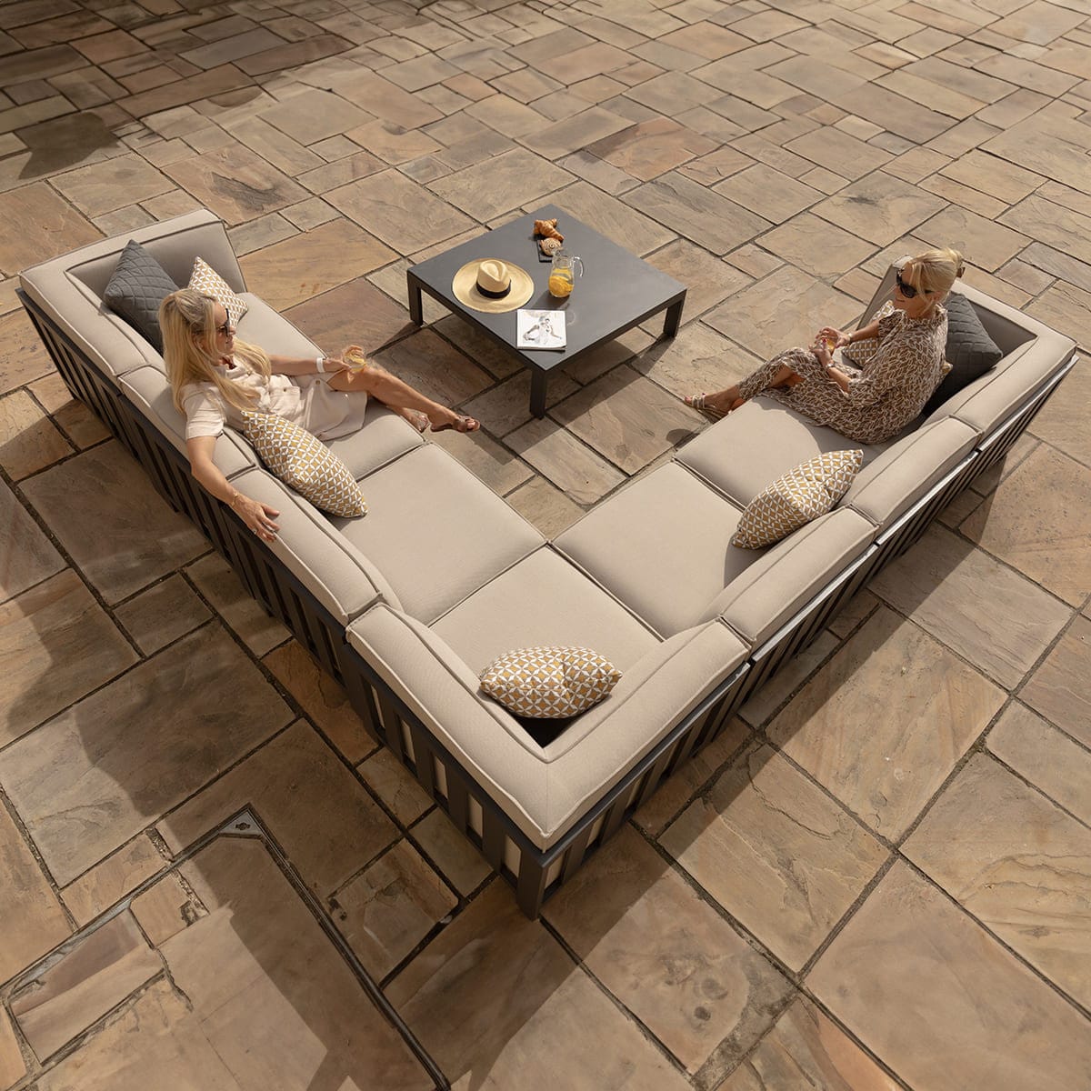 Maze Outdoors Ibiza Large Corner Sofa Set With Square Coffee Table - Oatmeal House of Isabella UK